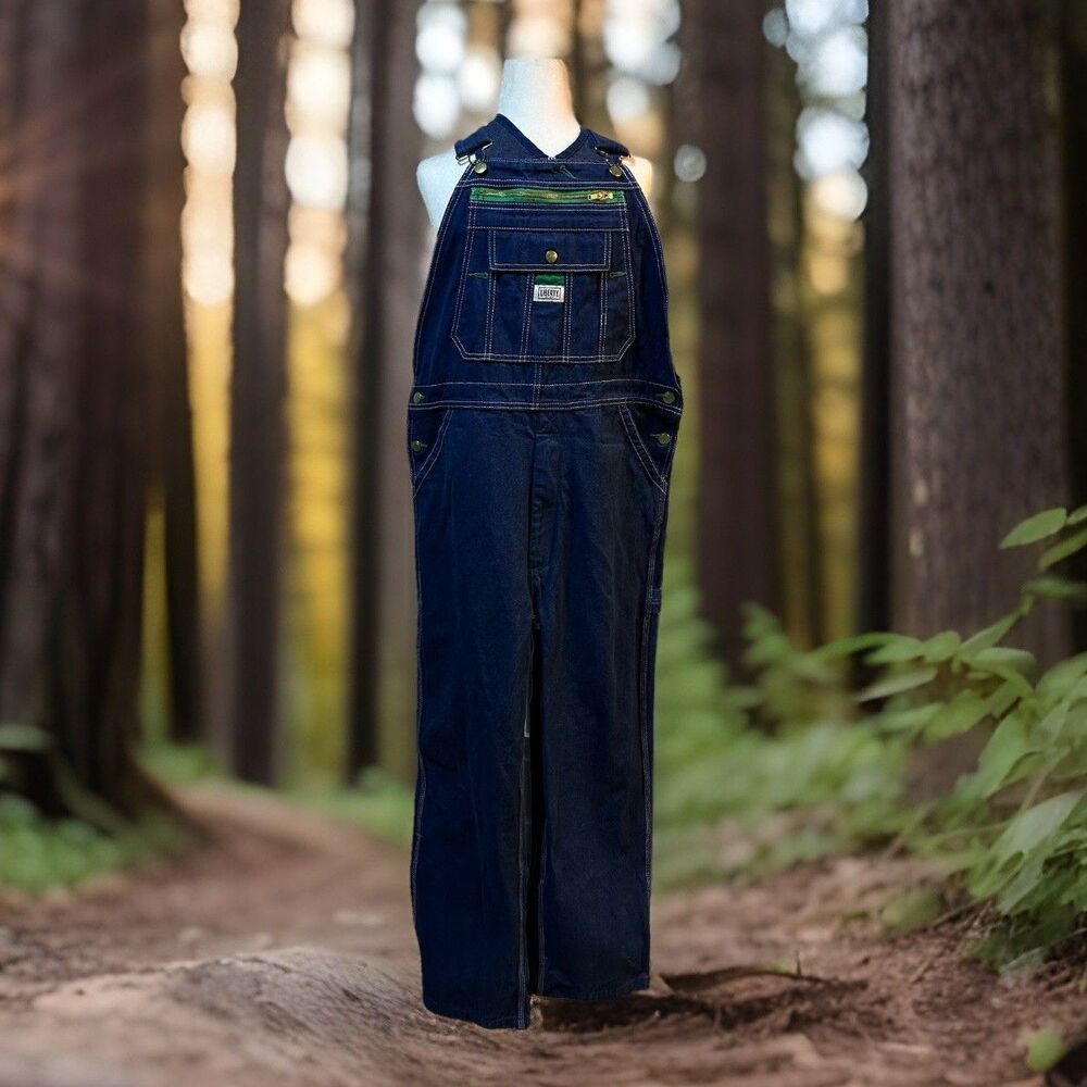 Liberty Denim Bib Overalls 34x30 Blue Jeans Workwear Farm Chore Trucker